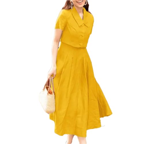 Women Two Piece Sets Summer Sets Office Short Sleeve Outwear and Skirt Outfits Casual Solid Suit
