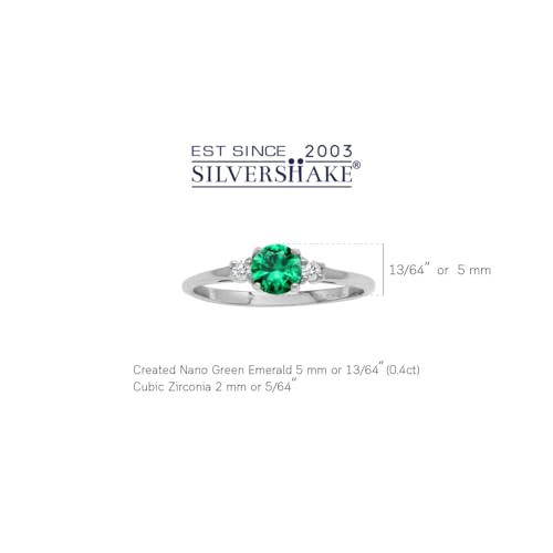 Silvershake Petite Design Round Shape Gemstone Birthstone White Gold Plated or Yellow Gold Plated 925 Sterling Silver Solitaire Promise or Engagement Ring Jewelry for Women3