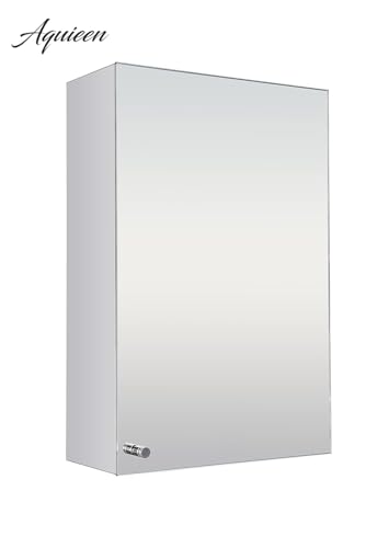 Image of Aquieen Stainless Steel Bathroom Mirror Cabinet, Wall-Mounted, Single Door, with Adjustable Shelves, Storage Cabinet for Home and Commercial Use (14 inch X 20 inch)