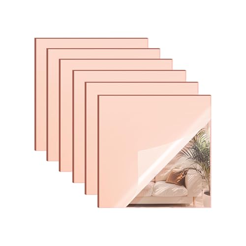 Rose Gold Mirror Acrylic Sheets 8x8 inches 6 pack