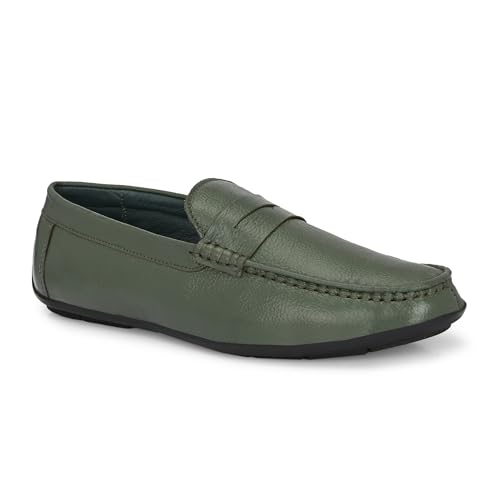 Image of Octa marc Men's Genuine Leather Loafer Shoes | Natural Rubber Sole with Soft Cushioned Insole | Classic Slip-On Design for Office, Party, Formal & Casual Wear