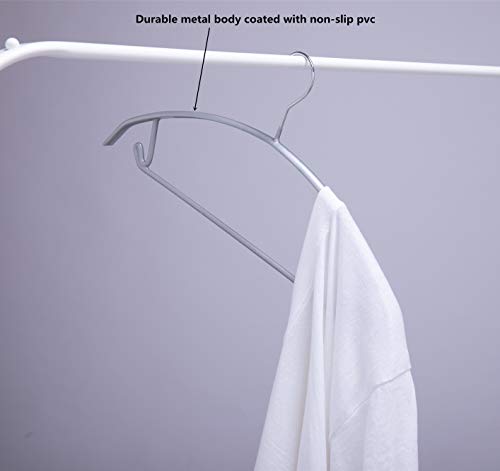 Cocomaya 16.5 Inch Pack Of 20 No Shoulder Bumps Non-Slip Rubber Coating Contour Metal No Bumps Hanger, Sweater Hanger, Suit Hanger With Pants Bar (Silver, 20) #TOP2