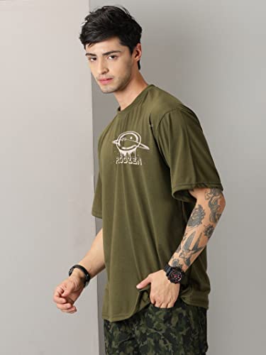 Image of RodZen Oversized Drop Shoulder Half Sleeves Round Neck Solid Cotton Blend Combo T-Shirt for Men
