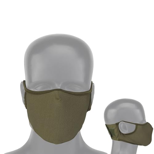 TACWJDM Cool Tactical Face Mask with Removable Liner for Airsoft, Paintball Activities - Breathable, Light Ear Pressure(Green,M)