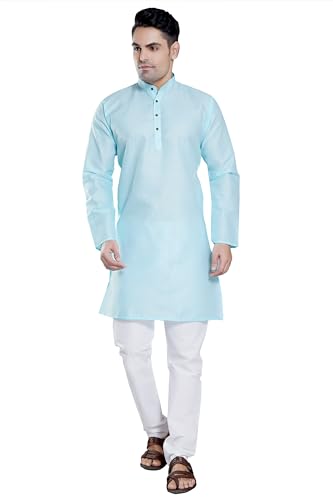 Image of DIVISIVE Men's Plain Cotton Blend Linen Slim Fit Kurta Pyjama Set