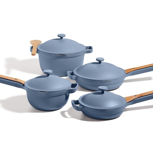 Our Place Cookware Set - 13-Piece Kit Including the Always Pan Perfect Pot and Spatulas | Multifunctional Toxin-Free Nonstick | Heat Safe up to 450F | Oven Stove Induction Compatible | Blue Salt