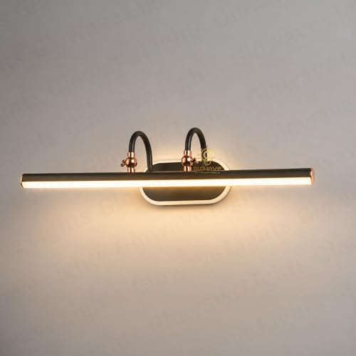 Image of Glowave Classic Metal Black Rose Gold LED Mirror Light Vanity Bathroom Picture Light - Tricolour (Warm White, White, Natural White) (575B /18+3W)