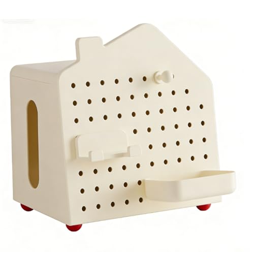 Support de boîte à mouchoirs en forme de maison avec rangement bureau perforé