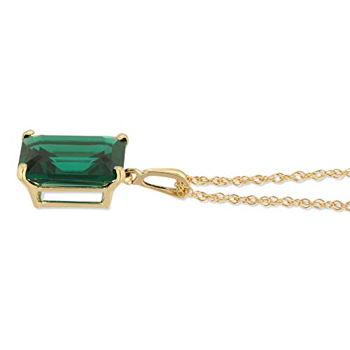 Galaxy Gold GG 14K Solid Yellow Gold Necklace With Octagon Shape 4.5 ctw High Polished Genuine Emerald - Grade AAA LAB GROWN GENUINE REAL EMERALD3
