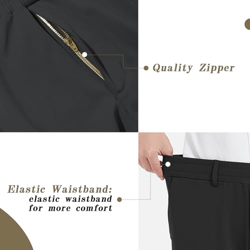 LETAOTAO Mens Big and Tall Full Elastic Waist Pants Stretch Slacks with Zipper Fly and Pockets4