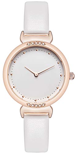 NUOVO Damenuhren Leder Damenuhr Damen Rose Schwarz oder Weiß Lederarmband Uhr Elegante analoge Quarzuhren für Damen (Roségold) NUOVO Damenuhren Leder Damenuhr Damen Rose Schwarz oder Weiß Lederarmband Uhr Elegante analoge Quarzuhren für Damen (Roségold)
