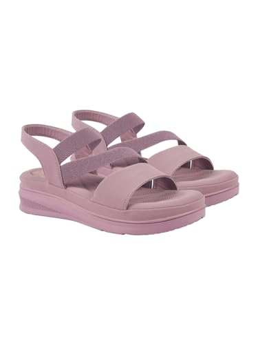 Image of Shoetopia Women's Comfortable Sandals with Elastic Straps - Lightweight Wedge Heel, Open Toe, Slip-On Casual Footwear