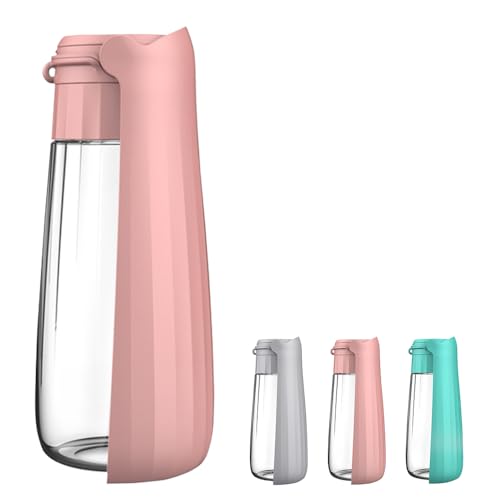 PawSailor Dog Water Bottle Portable for Walking Pet Travel 19 OZ Leak Proof Water Bottle Bowl with Drinking Feeder Cat Puppy Water Dispenser for Hiking Camping Pink