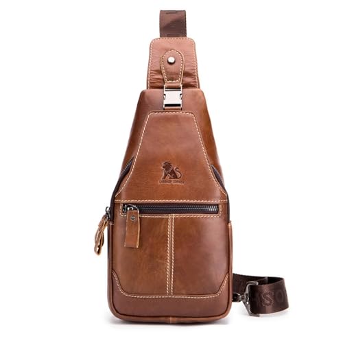 Bolso bandolera pequeño de cuero para mujeres y hombres, bolso cruzado para el pecho, mochila cruzada resistente al agua, Marrón