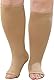 LOFIR Medizinische Kompressionsstrümpfe für Damen Herren: Offene Zehen Kniehohe Dicke Waden Übergröße Stützstrümpfe Feste 20-30 mmHg Klasse 2 Gradienten Compression Socks für Ödeme Hautfarbe 1 Paar