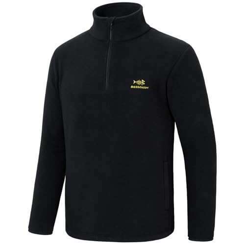 Bassdash Giacca da uomo con zip a un quarto di peso medio Pullover in pile polare Felpa da esterno calda e traspirante a maniche lunghe