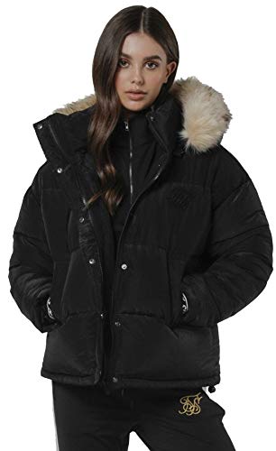 Sik Silk - Chaqueta Tipo Plumas SSW-1331 SHORTT Puff Parka Jacket Black -Chaqueta DE Abrigo para Mujer (XS)