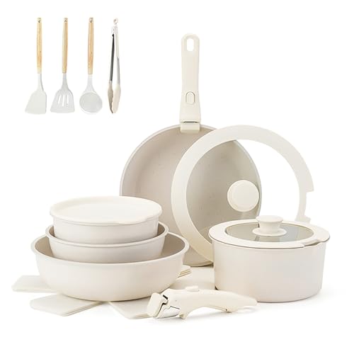 Catálogo de Baterias de Cocina Bodega Aurrera favoritos de las personas. 48 Juego de ollas y sartenes antiadherentes, Juego de 19 Ollas, Sarten Batería de Cocina, Juego de Sartenes con Mango Desmontable, Batería de Cocina Apto para Lavaplatos Y Horno