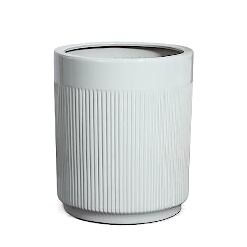 Macetas Decorativas Macetas de cerámica blanca, líneas simples, patrón de flores, macetas for plantas, sala de estar, balcón, tipo de suelo for el hogar, plantas verdes, jardineras grandes Plantador (