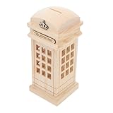 TEHAUX 木製電話ボックス型貯箱 大容量コインホルダー 幣も収納可能な現容器 小銭入れケース 室内装飾にも合うデザイン 男の子女の子や大人のプレゼントに