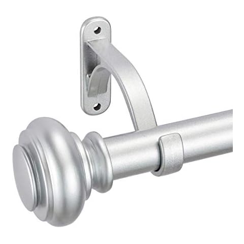 Vimayta 1 inch Curtain Rod with Resin Finials, 36-72 inches Adjustable Curtain Rod with Classic Urn, Decorative Window Curtain Rod, Single Window Drapery Rods, Antique Silver Cover