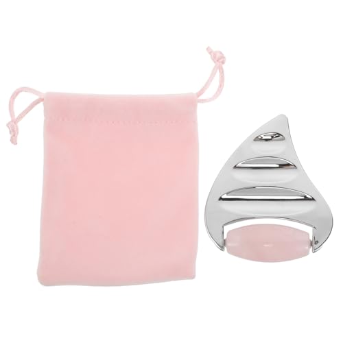 SHERCHPRY Rodillo Facial Gua Sha de Acero Inoxidable, Herramienta de Masaje Facial y Raspador Muscular para Cuidado Piel, Diseño Ergonómico para Rostro, Mentón y Mandíbula, Uso en Spa y
