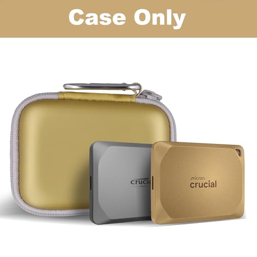 Image of Aenllosi for Crucial X10 Pro / X10 / X9 / X9 Pro 1TB /2TB /4TB /8TB Portable SSD Hard Case,USB 3.2 External Solid State Drive & USB Cable Organizer, Gold (Case Only)
