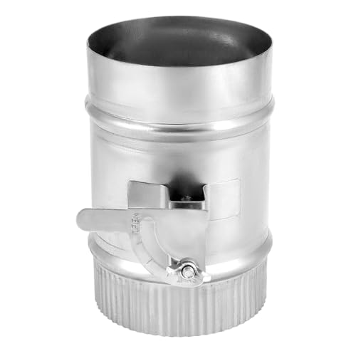 QWORK 4 Inch Galvanized Backdraft Damper Duct Manual Volume Damper with Sleeve for HVAC Air Balancing Systems Range Hoods and Fans - Adjustment Airflow Ducting Branch