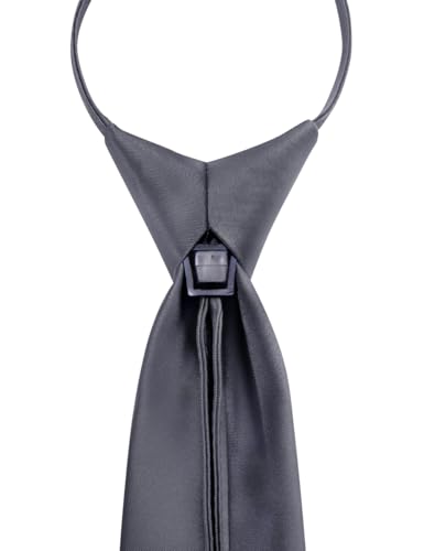 Image of YourTies Zipper Tie for Men Adjustable Pre-tied Satin Neckties and Pocket Square Set Solid Color Business Formal Wedding