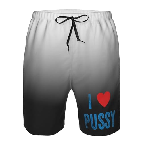 I Love Pussy Men's Casual Board Shorts Swim Trunks Fit Summer Hawaii Beach Golf Short Swimwear Bathing Suits,4