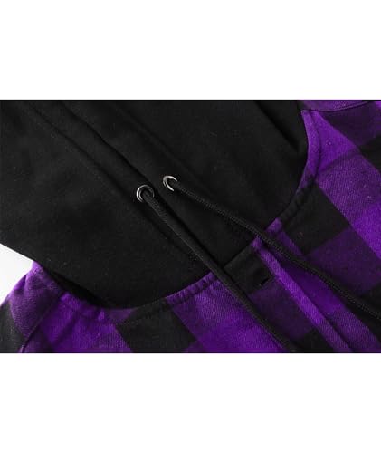 Image of SCODI Mens Flannel Hoodie Shirt Casual Button Down Plaid Long Sleeve Shirts