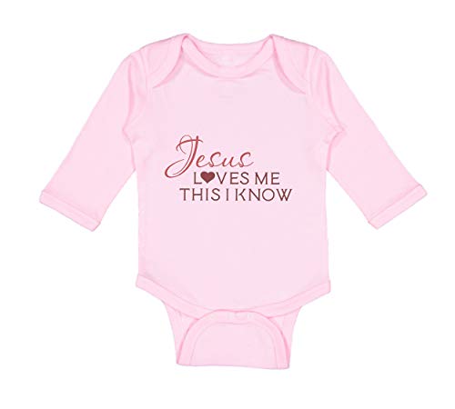 Image of Baby Long Sleeve Bodysuit Jesus Loves Me This I Know Christian God Style B Boy & Girl Clothes Cotton Soft Pink Design Only Newborn