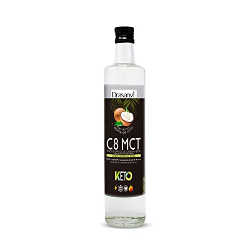 DRASANVI Aceite MCT Coco C8 PURO| 100% Ácido Caprílico | Rápida fuente de energía de fácil absorción | Ayuda en la pérdida de peso | Saciante y de fácil