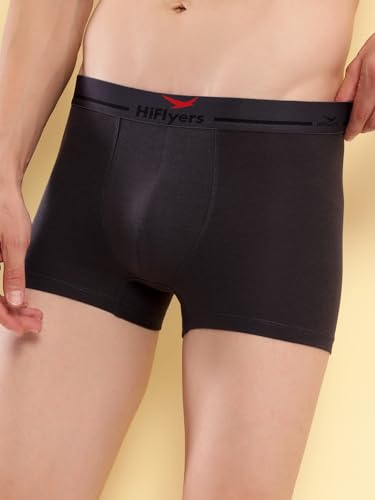 Image of HiFlyers Men's Cotton Spandex Odour-Free, Long Lasting Comfort, All Day Fresh and Confidence Dark Knight Collection Solid Trunks