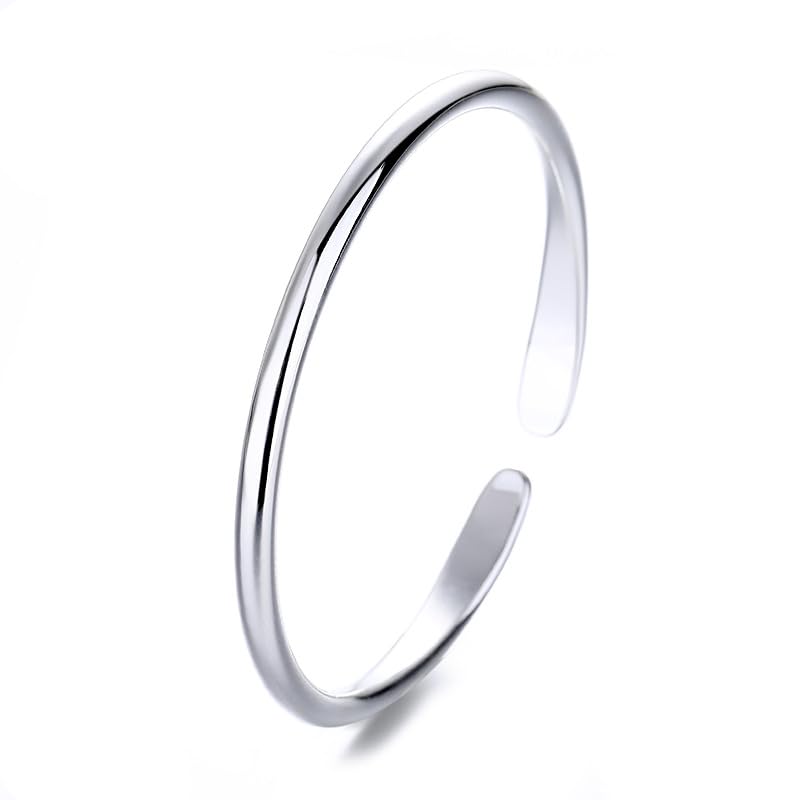 Bracelet manchette femme argent sterling 999 jonc ouvert rigide et minimaliste fait main