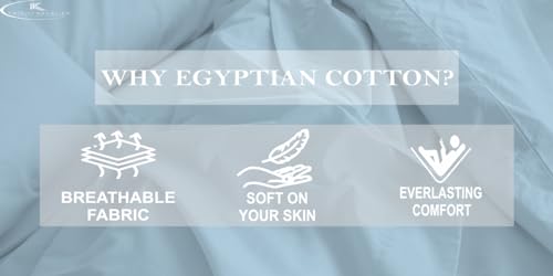 Image of Single Size Fitted Sheet- Egyptian Cotton 500 Thread Count Hotel Luxury 1 Piece Single Fitted Bedsheet- Fit Mattress Up to 12 inch- Extra Soft, Wrinkle Free, Breathable Sheet- Light Blue