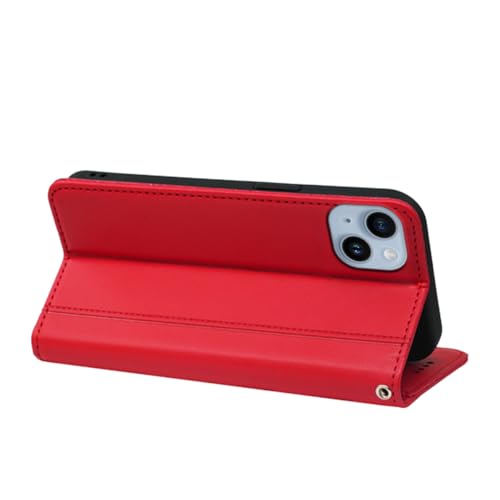 iPhone14 ケース 手帳型 iPhone 14 ケース手帳型 iPhone14 手帳型ケース カバー puレザー 耐摩擦 耐衝撃 全面保護 マグネット式 スタンド機能 カード収納 手触りが良い【内側の黒いTPU】スマホケース スマホカバー(iPhone14 カバー 手帳型) (レッド)