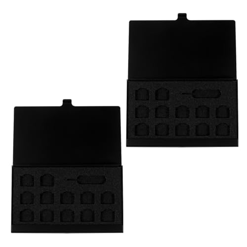 KAJNBN Estuche de Almacenamiento de Memoria Negro, Soporte para 12 Tarjetas Nano Sim de Aleación, Caja Rígida con Ranuras y Pin para Protección en Viajes, Contenedor Compacto