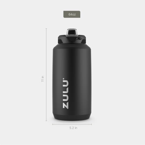 Image of ZULU Goals Vacuum Insulated Large Capacity Stainless Steel Water Bottle | Reusable Jug Thermoses with Carry Handle | Leak-Proof Lid | Perfect for Travel, Workout, Gym, Hiking, Camping | 64oz, 101oz