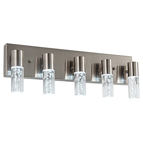 votag 5-Light Bathroom Light Fixtures, Modern Led Vanity Lights 40W 6000K (Non-dimmable) Brushed...
