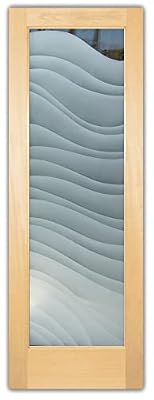 Frosted Glass Interior Door - Dreamy Waves - 2D Clear - Abstract - 30" x 96" - Book/Slab Door - Maple