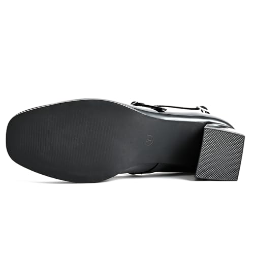 Women's Patent Leather Mary Jane Pumps Comfortable Chunky Heels Dress Shoes3