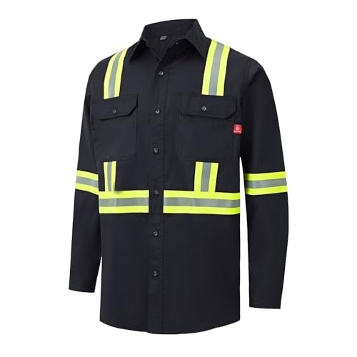 Image of Ousafeve FR Shirts for Men Hi Vis 6.5oz Flame Resistant Welding Shirts
