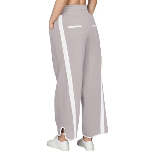 Side Striped Parachute Pants Woman Lightweight Baggy Wide Leg Track Pants Contrast Color Lounge Barrel Sweatpants Y2k3