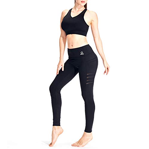 ROCKLEO Workout Outfits for Women 2 Pieces Yoga Outfits - Seamless High Waist Legging and Sports Bra Set Yoga Clothing Set, Black, S