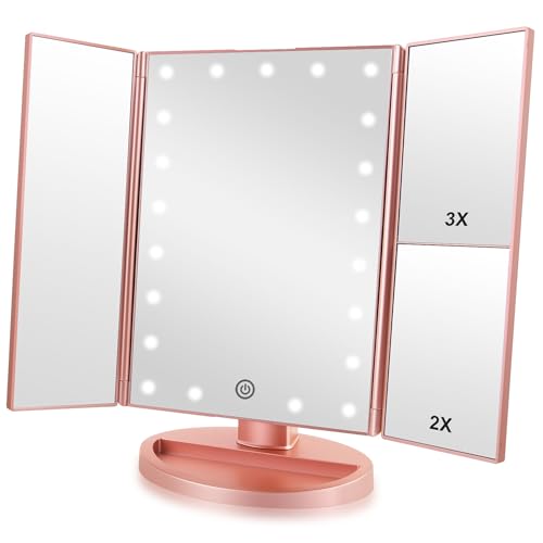Infitrans Trifold Makeup Mirror Vanity Mirror with Lights