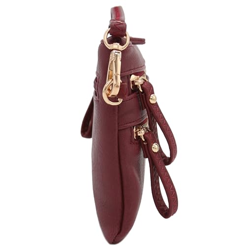 Image of FashionPuzzle Multi Zipper Pocket Small Wristlet Crossbody Bag