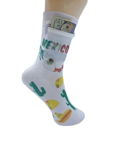 Image of Zipper Sock Wallet - Cotton & Polyester Zipper Socks with Pockets - Fits shoe size 6-13