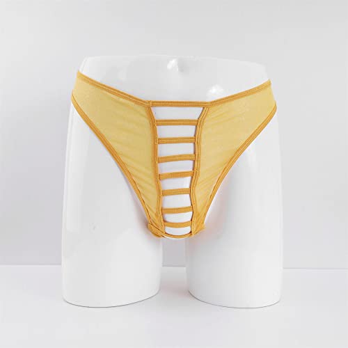 Maiyifu-GJ Men's Breathable Perspective G-Strings Hollow Mesh Pouch Thongs Sexy Sissy Lightweight Bikini Briefs