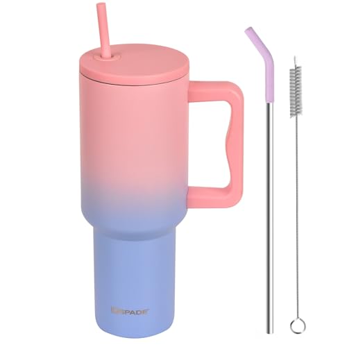 Image of 1200ml Stainless Steel Tumbler Water Bottle with Handle, Straw | Double Insulated Hot & Cold Leak-Proof Sipper Bottle for Coffee, Travel, Gym, Office & Home (Pink)